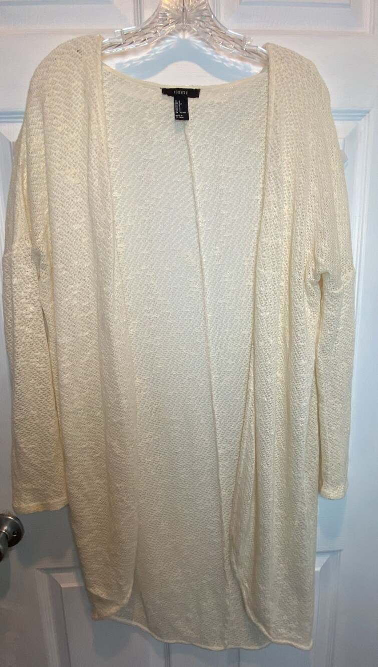 Boho Forever 21 Knit Cardigan Size S Cream Open